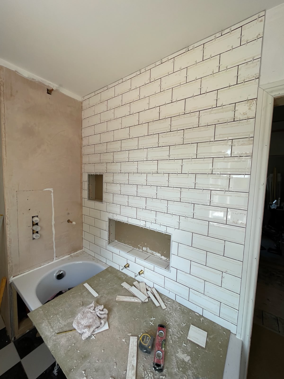 Bathroom Tiling in Progress